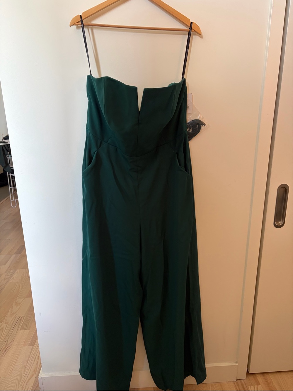 Dessy Collection Strapless Wide-Leg Jumpsuit in Deep Green